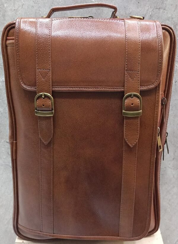 Leather Craft Tan Genuine Leather Backpack for Work and Travel