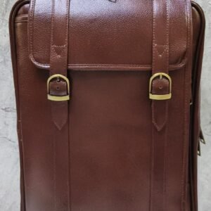 Leather Craft Mumbai Brown Genuine Leather Backpack for Work and Travel