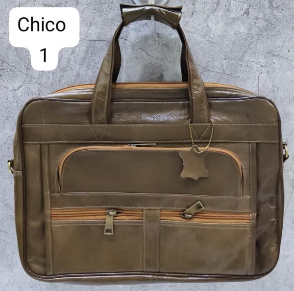 Leather Craft Chico Leather Laptop Bag with Multi-Pocket Design