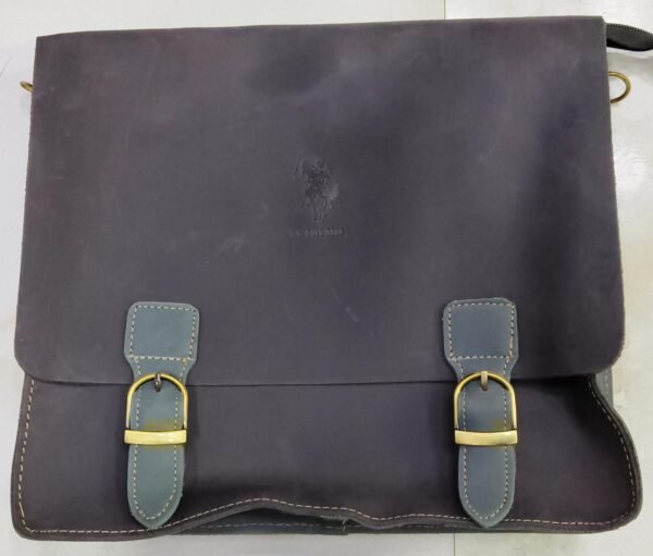 USPA Genuine Leather Rustic Charm Messenger Bag - Stylish and Durable Office Laptop Bag with Buckle Closure