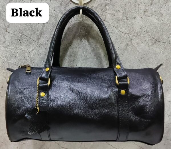 Leather Craft Pure Leather Duffle Bag With Black Color