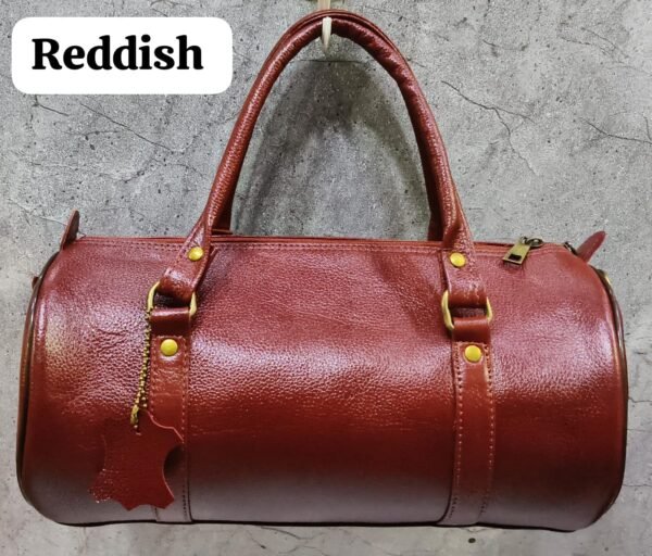 Leather Craft Pure Leather Duffle Bag With Reddish Color