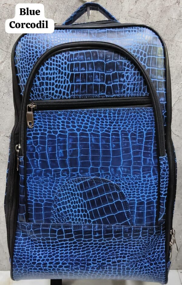 Leather Craft Blue Crocodile Textured Pure Leather Backpack