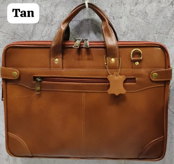 Leather Craft Pure Leather Laptop Bag With Tan Color