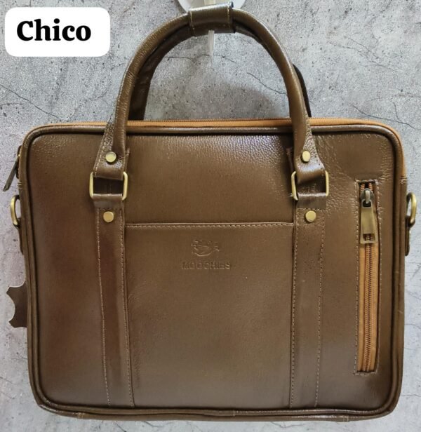 Leather Craft Premium Leather Laptop Bag In Chico Color