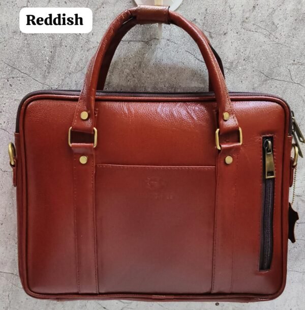 Leather Craft Premium Leather Laptop Bag In Reddish Color