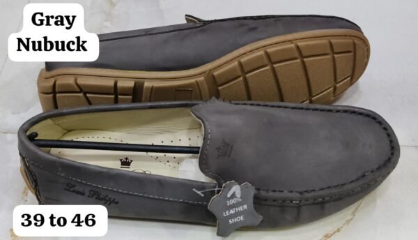 Leather Craft Gray Nubuck Leather Loafers For Men