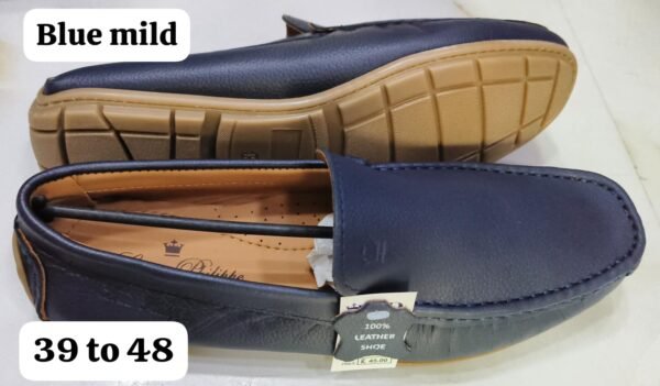 Leather Craft Blue Mild Leather Loafers For Men