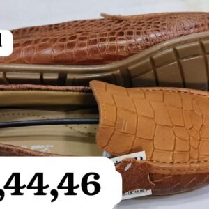 Leather Craft Tan Crocodile Leather Loafers For Men