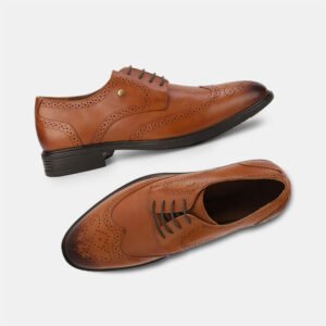 Hush puppies tan textured leather formal derby shoes for men