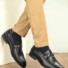 GENUINE LEATHER MEN'S CALABRIA BLACK BUCKLE SLIP-ONS - Image 9