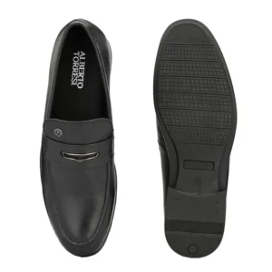 ALBERTO TORRESI GENUINE LEATHER BLACK SLIPON FORMAL SHOES FOR MEN