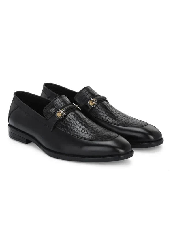 GENUINE LEATHER MEN'S CALABRIA BLACK BUCKLE SLIP-ONS - Image 5